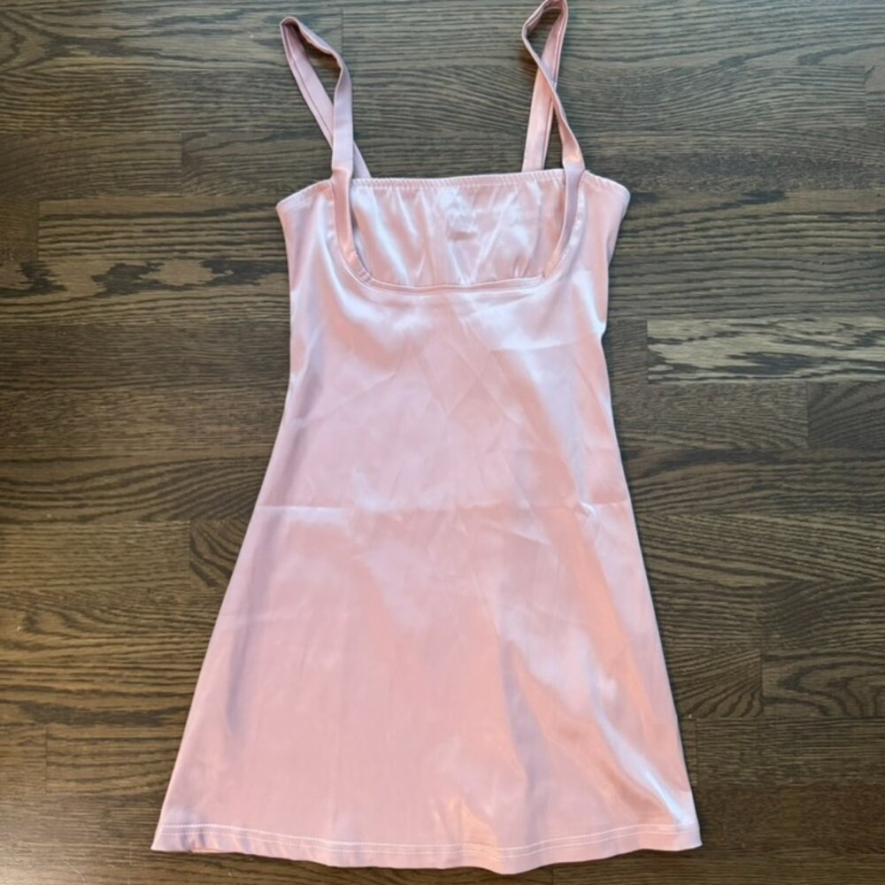 SHEIN silky Bustier style Cami short summer DRESS size XS Petite pink